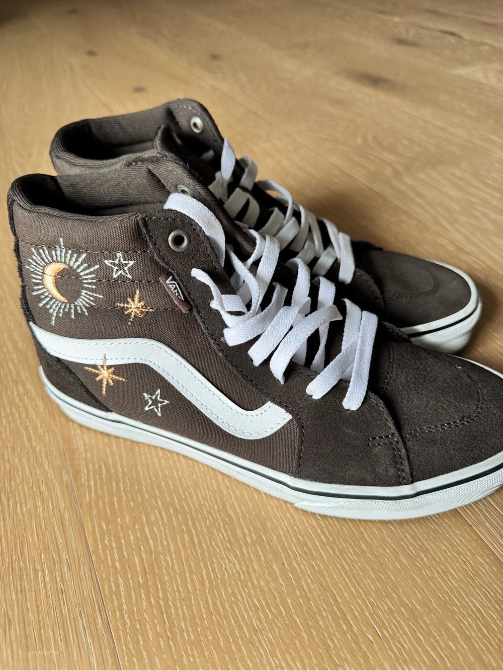 Vans Brown High-Top Sneakers with White Stripe